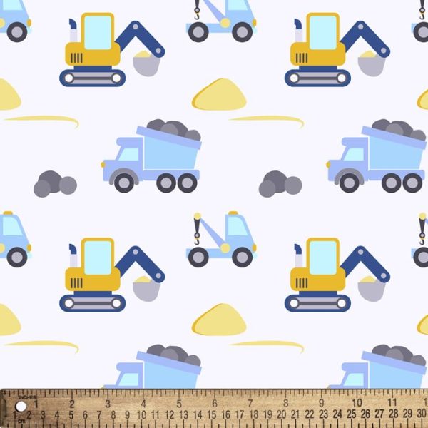 David Textiles - Baby Construction Blue