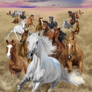 Timeless Treasures Running Horses - panel
