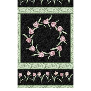 Benartex Designer Fabrics, Etched Tulips panel, black