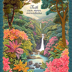 Quilting Treasures, Faith Can Move Mountains, panel